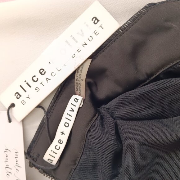 alice +olivia inka mock neck dress in black and gold size6 - Picture 8 of 8